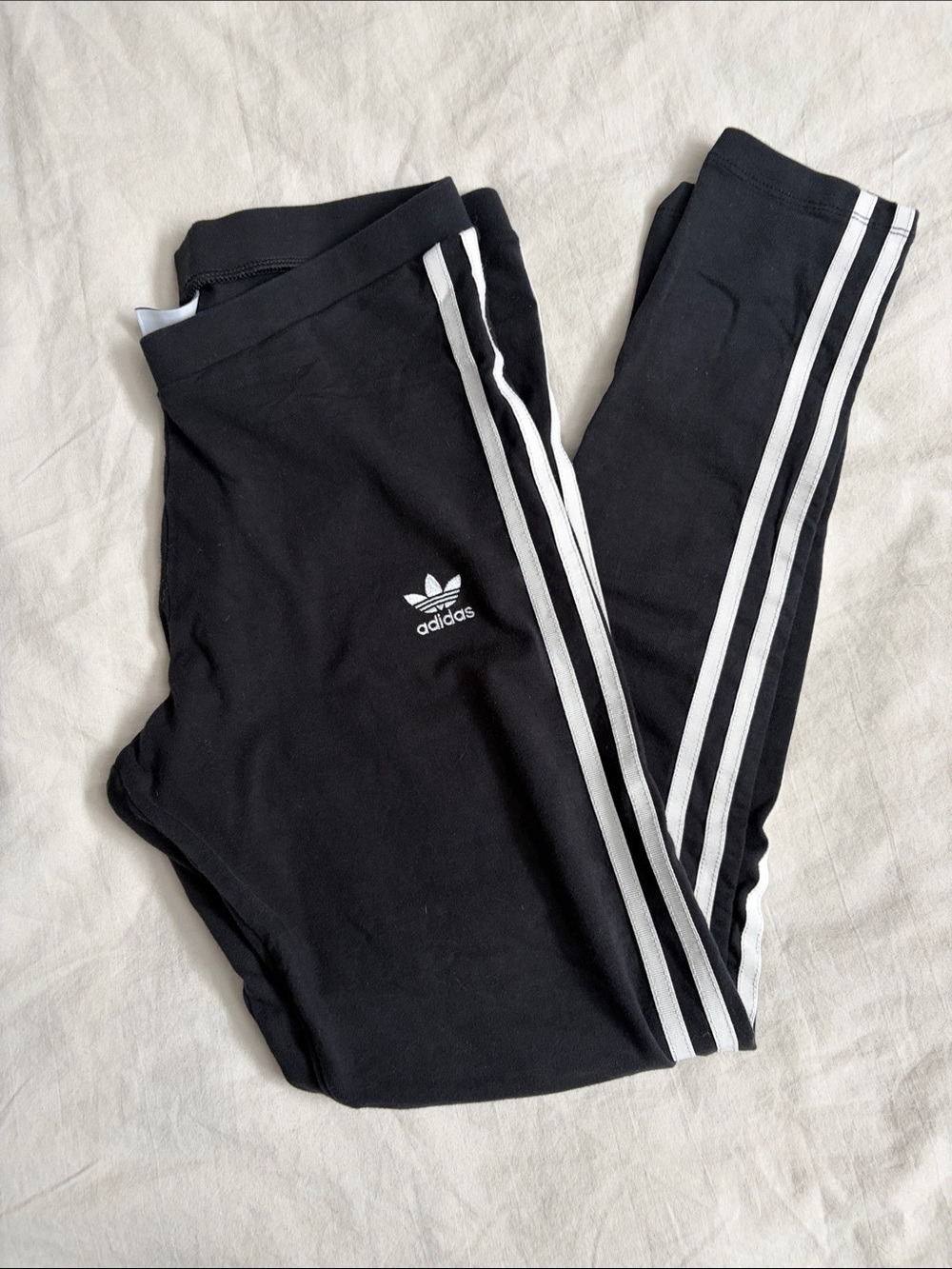 adidas Black Leggings with White 3-Stripes sz s